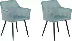 Beliani JASMIN Eetkamerstoel-Groen-Fluweel