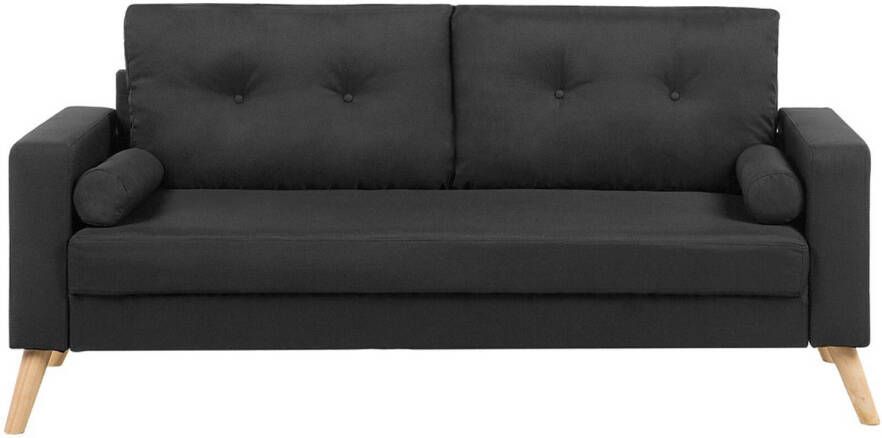 Beliani KALMAR Two Seater Sofa Zwart Polyester