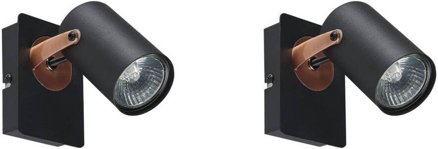 Beliani KLIP Wandlamp set van 2 Zwart Metaal - Foto 1