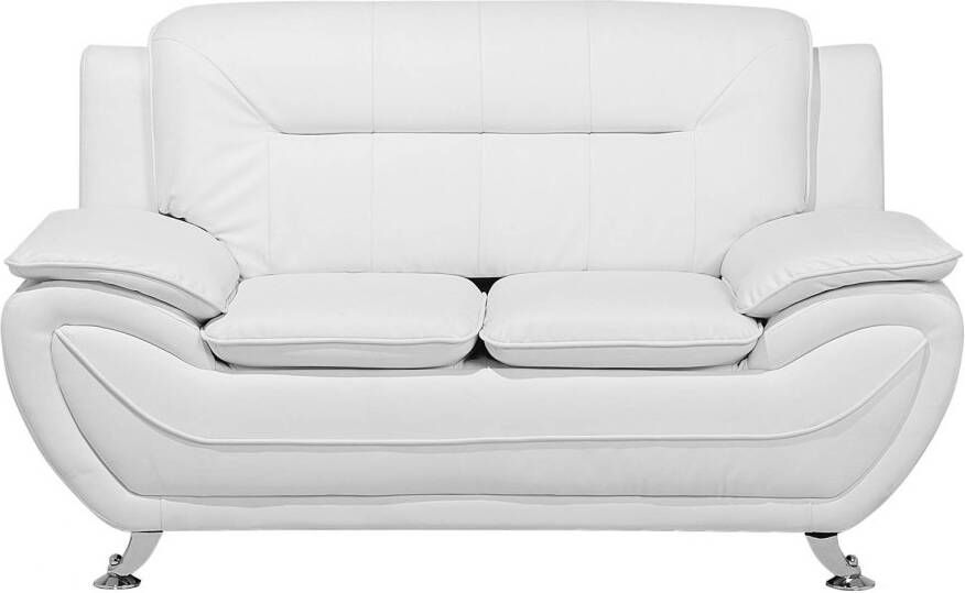 Beliani LEIRA Two Seater Sofa Wit Kunstleer