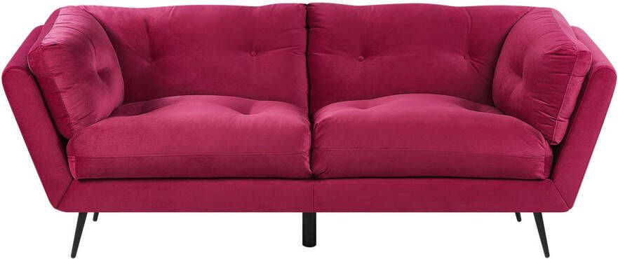 Beliani LENVIK Three Seater Sofa Rood Fluweel - Foto 1