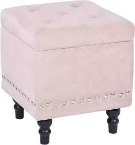 Beliani Loretto Poef-roze-fluweel