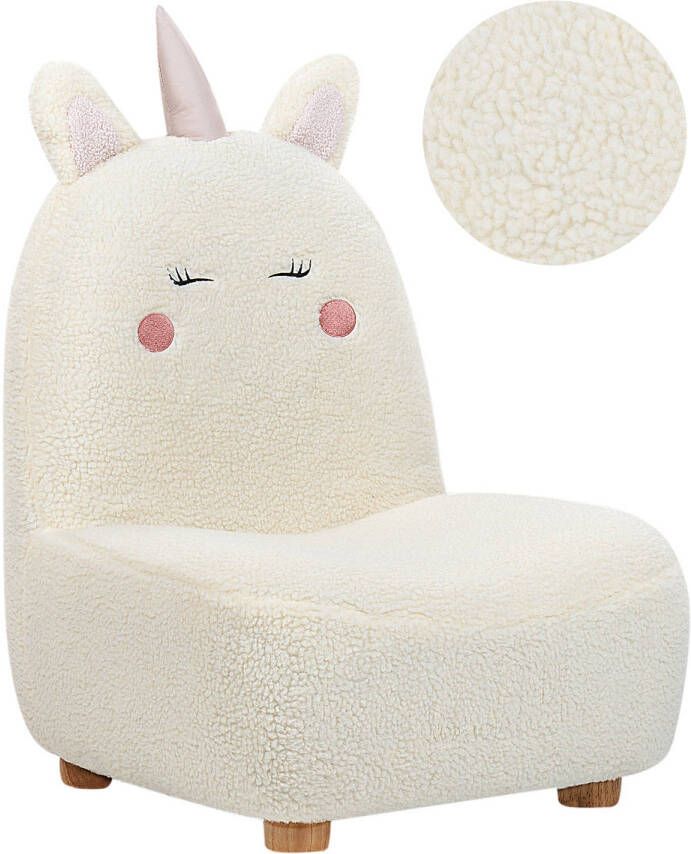 Beliani Kinderfauteuil teddy wit LULEA
