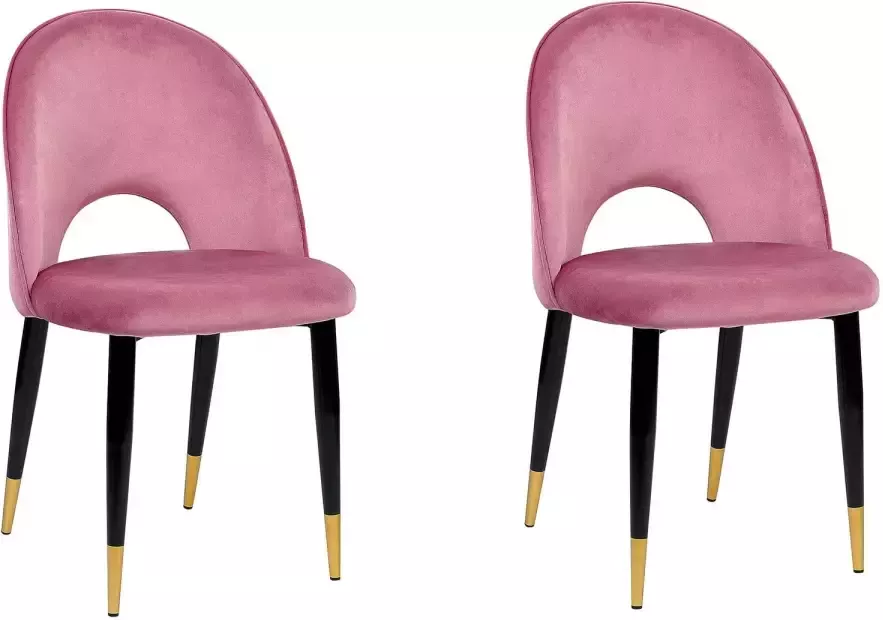 Beliani MAGALIA Eetkamerstoelen set Roze Fluweel