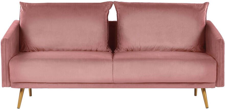 Beliani MAURA Three Seater Sofa Roze Fluweel
