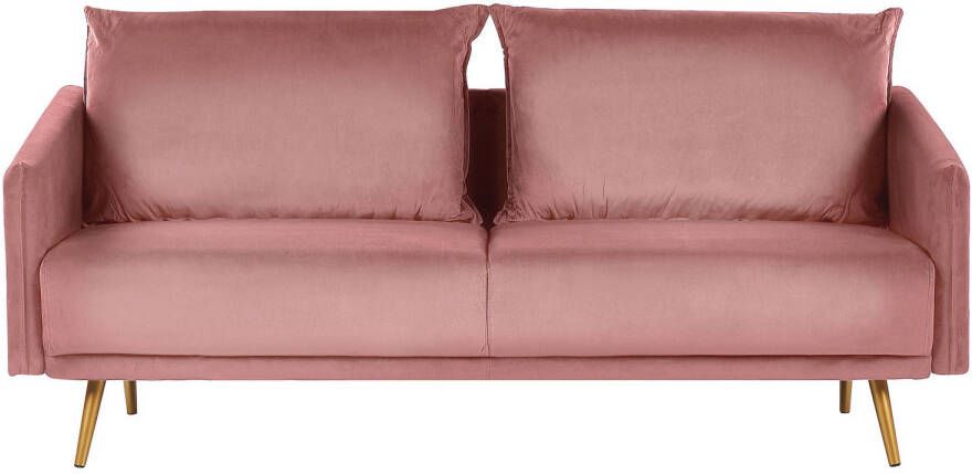 Beliani MAURA Three Seater Sofa Roze Fluweel