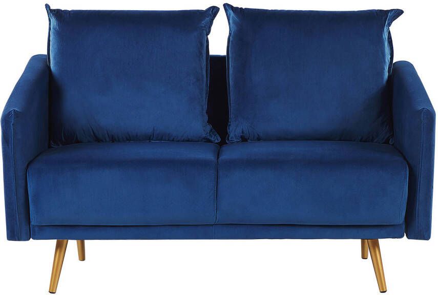 Beliani MAURA Two Seater Sofa Blauw Fluweel