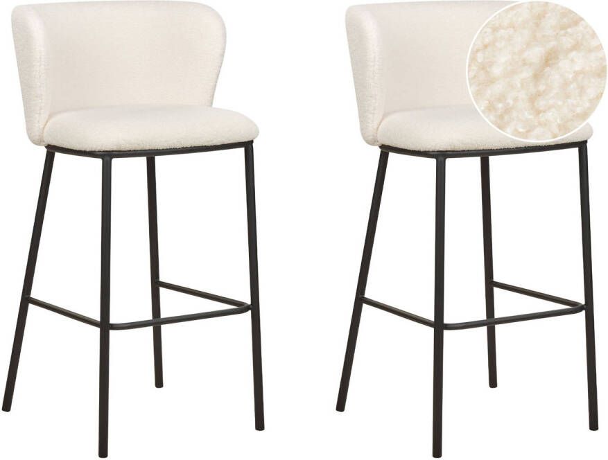 Beliani MINA Barkrukken set van 2 Gebroken wit Bouclé