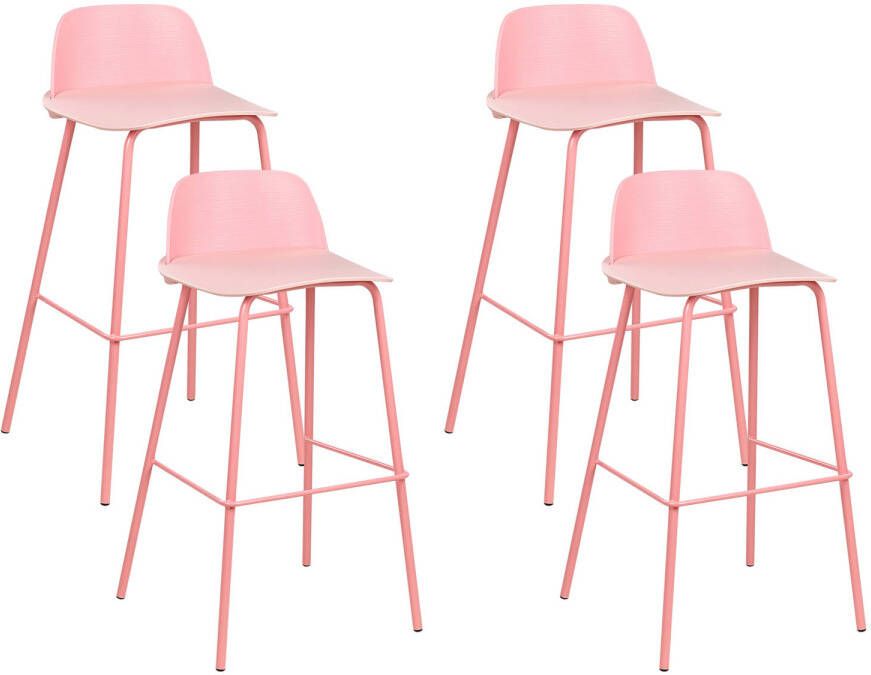 Beliani MORA Barkruk set van 4 Pastelroze Synthetisch