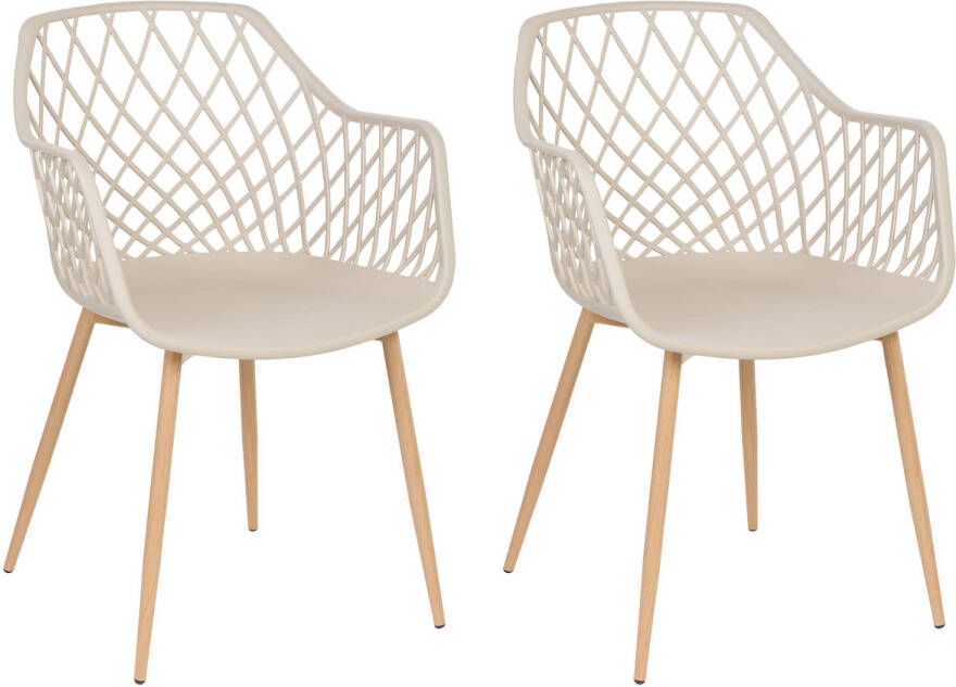 Beliani NASHUA Set of 2 Chairs Beige Synthetisch materiaal