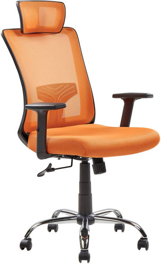 Beliani NOBLE Bureaustoel Oranje Zwart Polyester