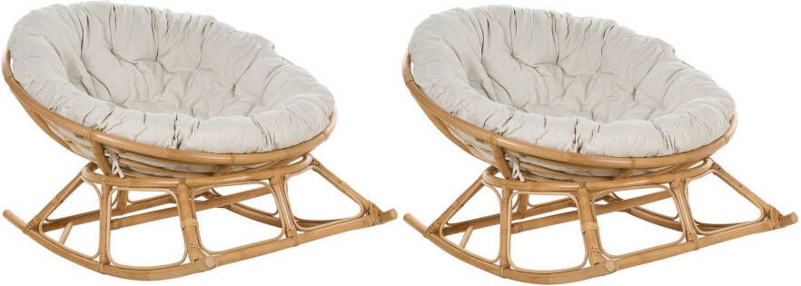 Beliani ORVIETO Schommelstoel set van 2 Lichtbeige Rotan