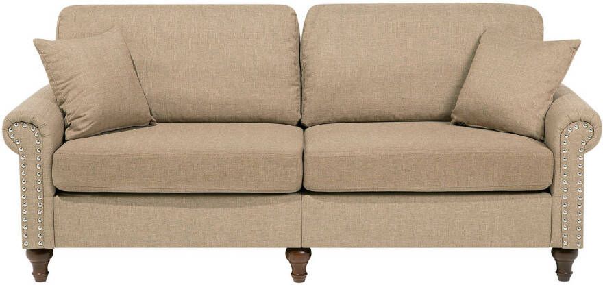 Beliani OTRA Three Seater Sofa Beige Polyester
