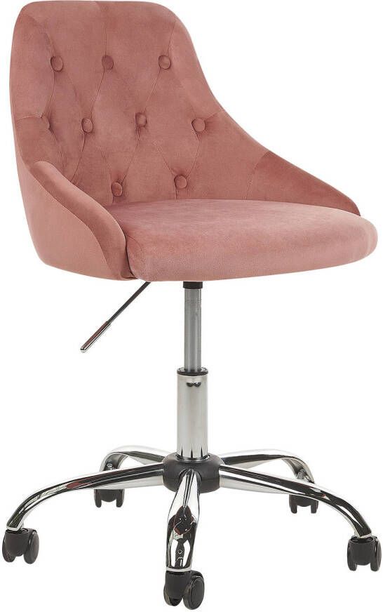 Beliani PARRISH Office Chair Roze Fluweel - Foto 1