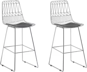 Beliani Preston Barkruk Set Van 2 Staal 54 X 49 Cm