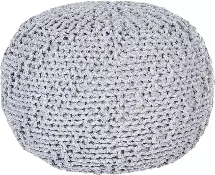 Beliani PRIENE Poef Grijs 50 cm Katoen