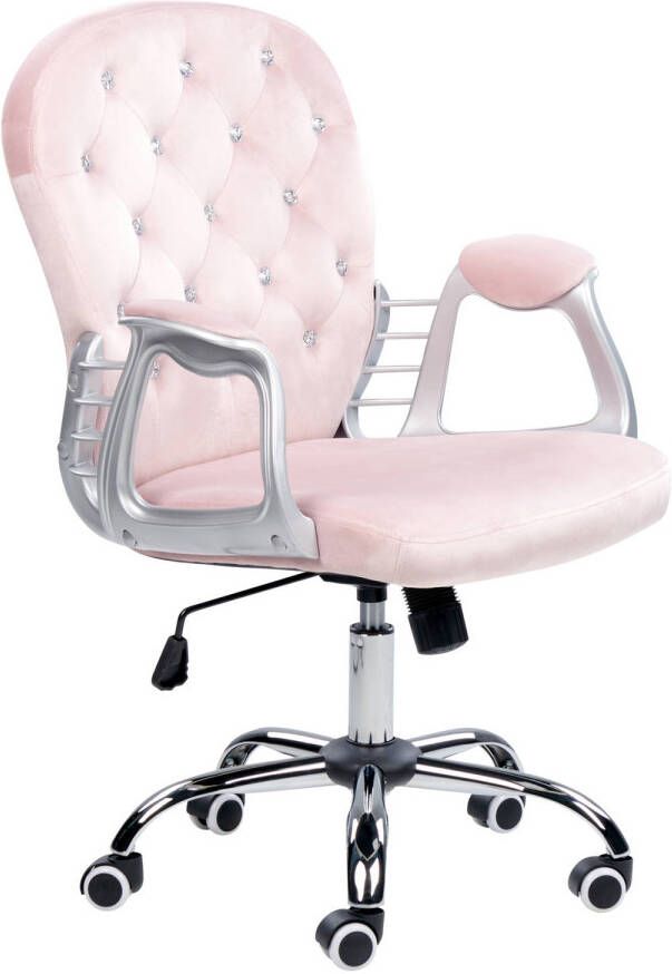 Beliani PRINCESS Bureaustoel Roze Kristallen Fluweel
