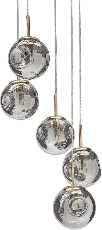 Beliani RALFES Hanglamp met 5 lampen Messing Glas