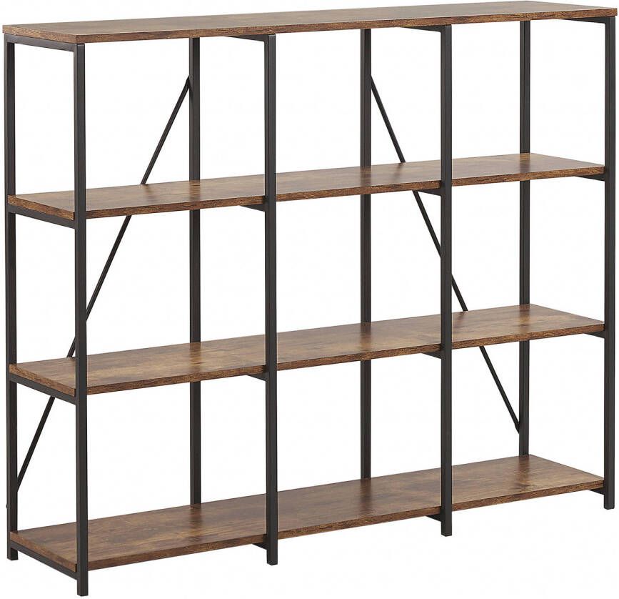 Beliani RHODE 3 Tier Bookcase Donkere houtkleur Vezelplaat