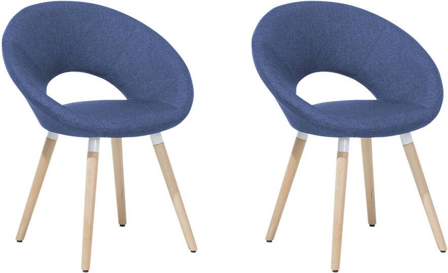 Beliani Roslyn Stoel set van 2 Blauw polyester 66 x 45 x 80 cm