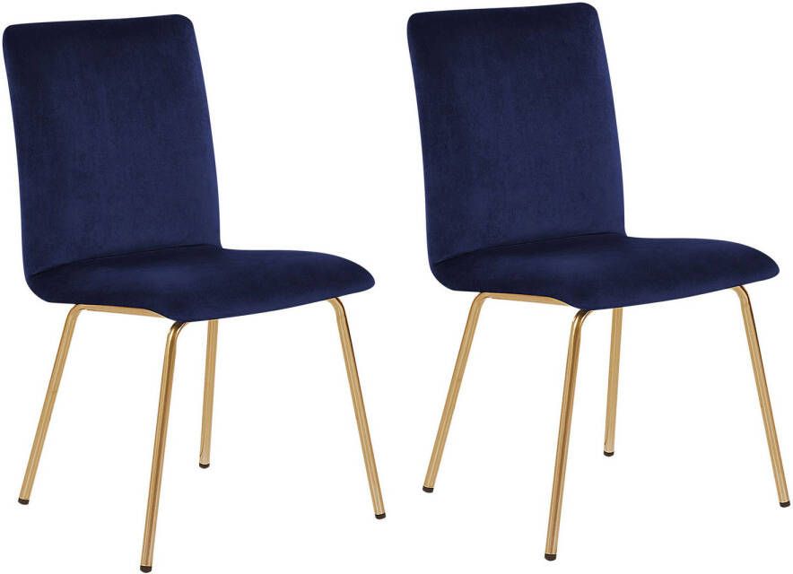 Beliani RUBIO Eetkamerstoel Donkerblauw Fluweel