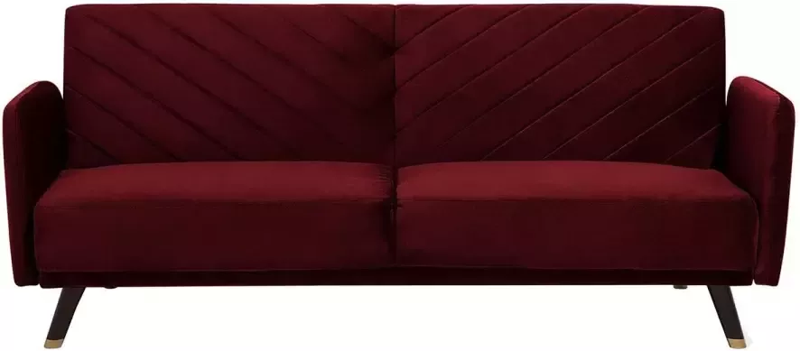Beliani SENJA Slaapbank 3-zits Rood Fluweel