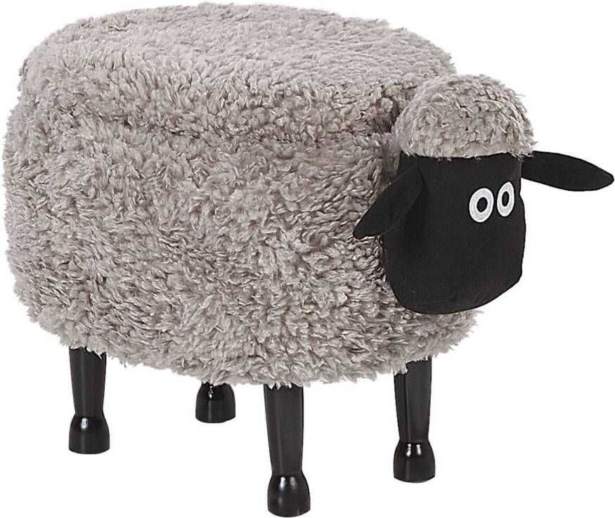 Beliani SHEEP Dierenhocker-Donkere houtkleur-Polyester