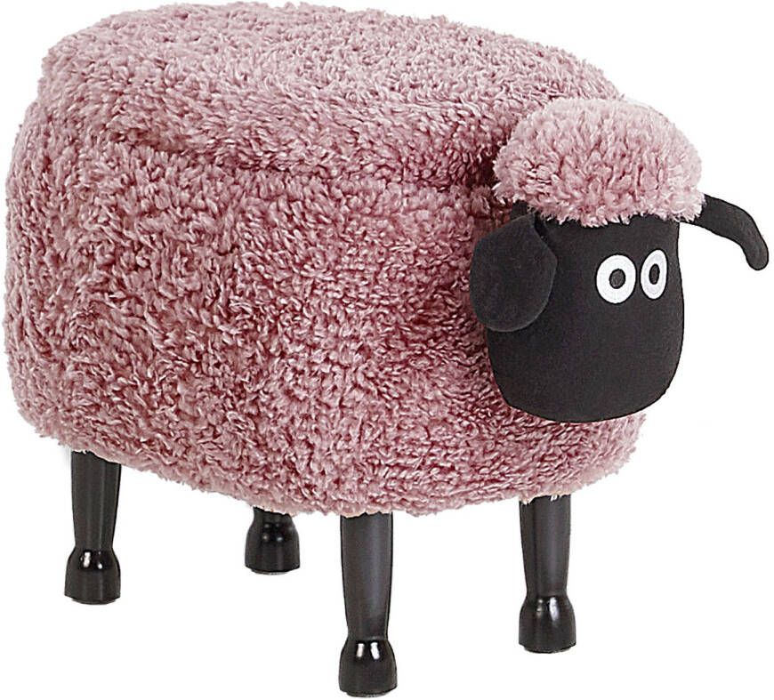 Beliani SHEEP Dierenhocker-Roze-Polyester
