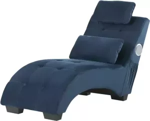 Beliani Simorre Chaise Longue-blauw-fluweel