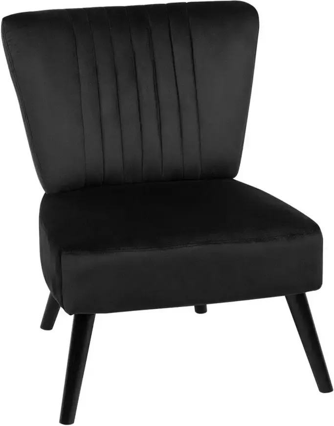 Beliani VAASA Fauteuil Zwart Fluweel