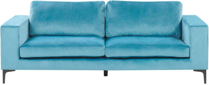 Beliani VADSTENA Three Seater Sofa Blauw Fluweel