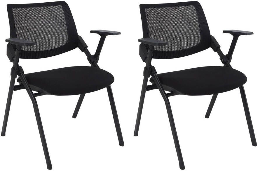 Beliani VALDEZ Set van 2 stoelen Zwart Polyester - Foto 1