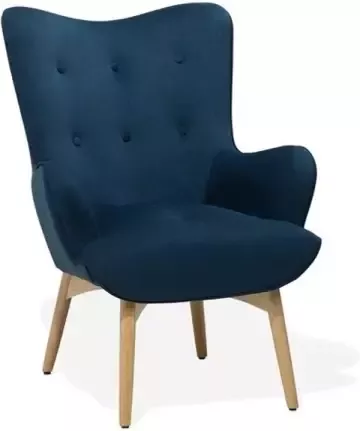 Beliani VEJLE Chesterfield fauteuil Blauw Fluweel