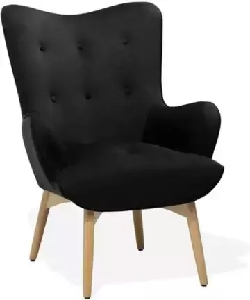Beliani VEJLE Chesterfield fauteuil Zwart Fluweel - Foto 1