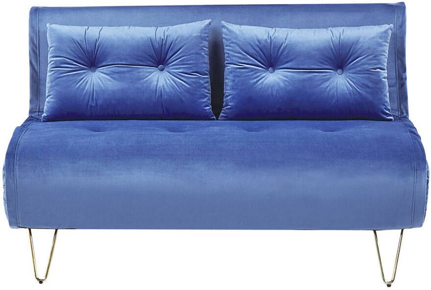 Beliani VESTFOLD Two Seater Sofa Blauw Fluweel