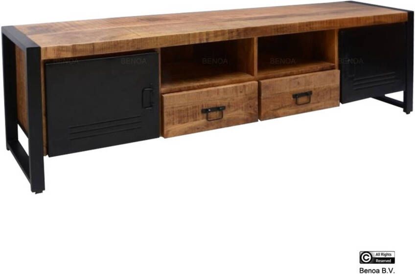 Meubelplaats TV-meubel Bruno Bas mangohout en metaal 200 cm