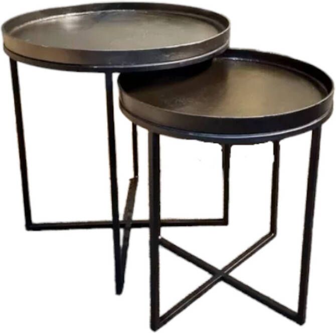 Benoa Lead & Bronze Side Table 52 46 cm Set of 2