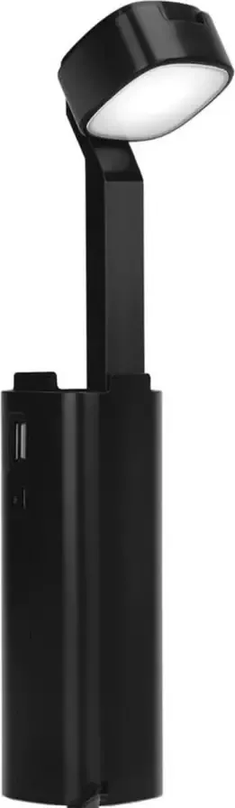 BES LED Bureaulamp Aigi Cluno 3W USB Oplaadfunctie Natuurlijk Wit 4500K Dimbaar Rechthoek Mat Zwart