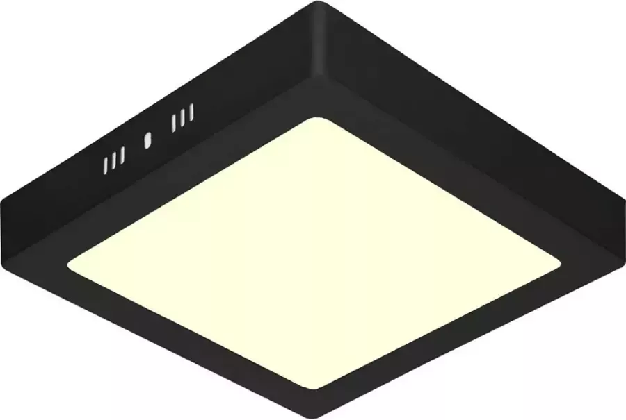 BES LED Downlight 18W Warm Wit 3000K Mat Zwart Opbouw Vierkant Aluminium 225mm