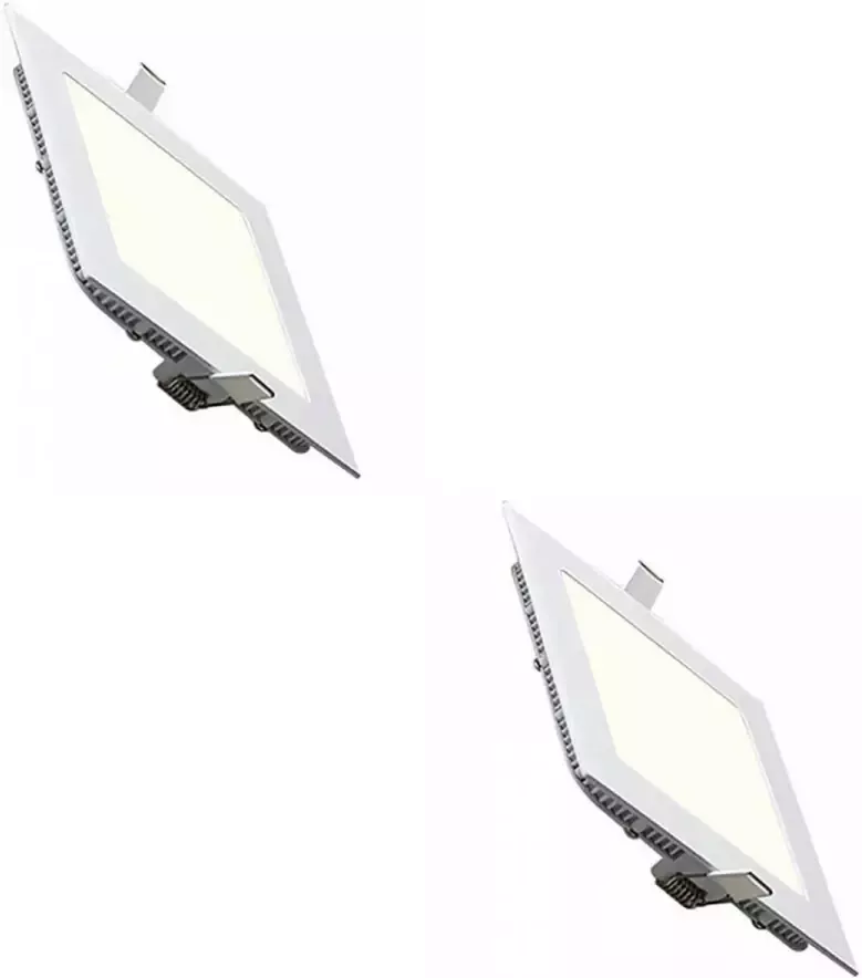 BES LED Downlight Slim 2 Pack Inbouw Vierkant 3W Natuurlijk Wit 4200K Mat Wit Aluminium 89mm - Foto 1