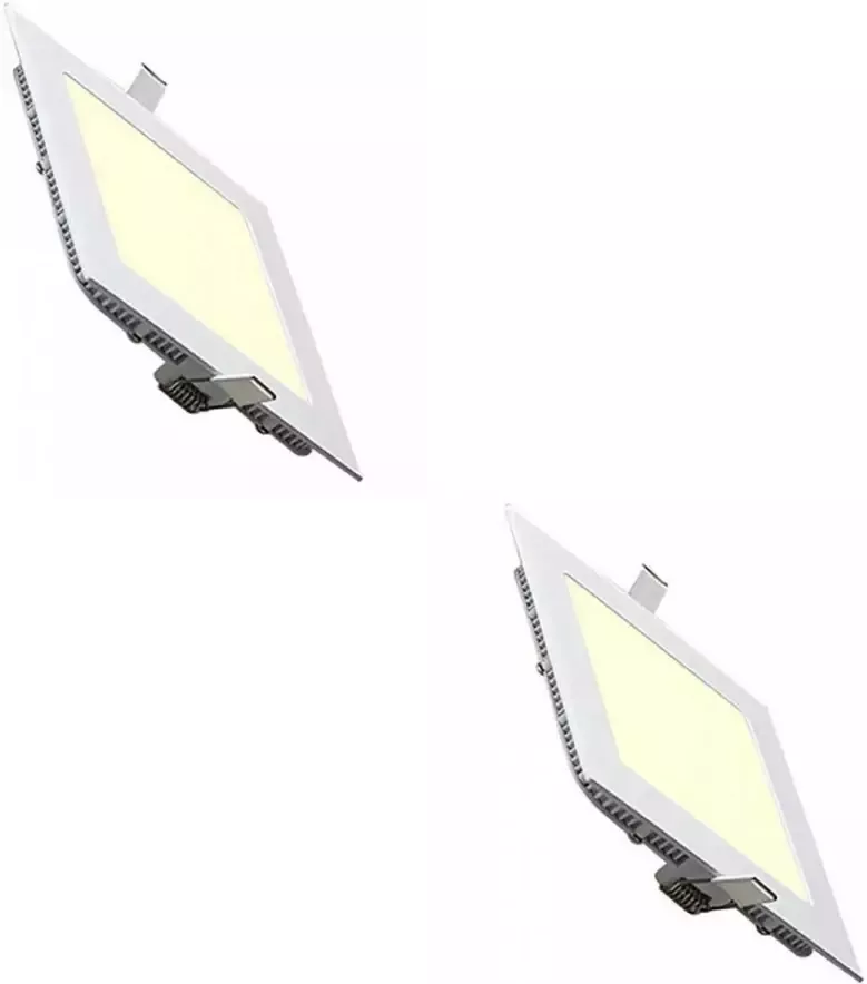 BES LED Downlight Slim 2 Pack Inbouw Vierkant 3W Warm Wit 2700K Mat Wit Aluminium 89mm