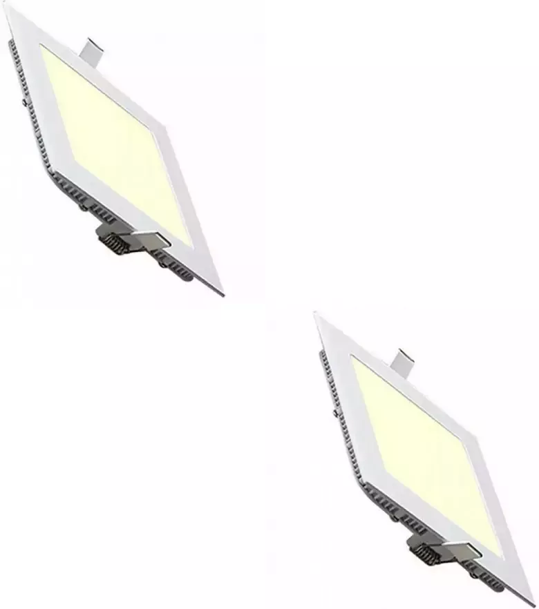 BES LED Downlight Slim 2 Pack Inbouw Vierkant 6W Warm Wit 2700K Mat Wit Aluminium 113.5mm - Foto 1