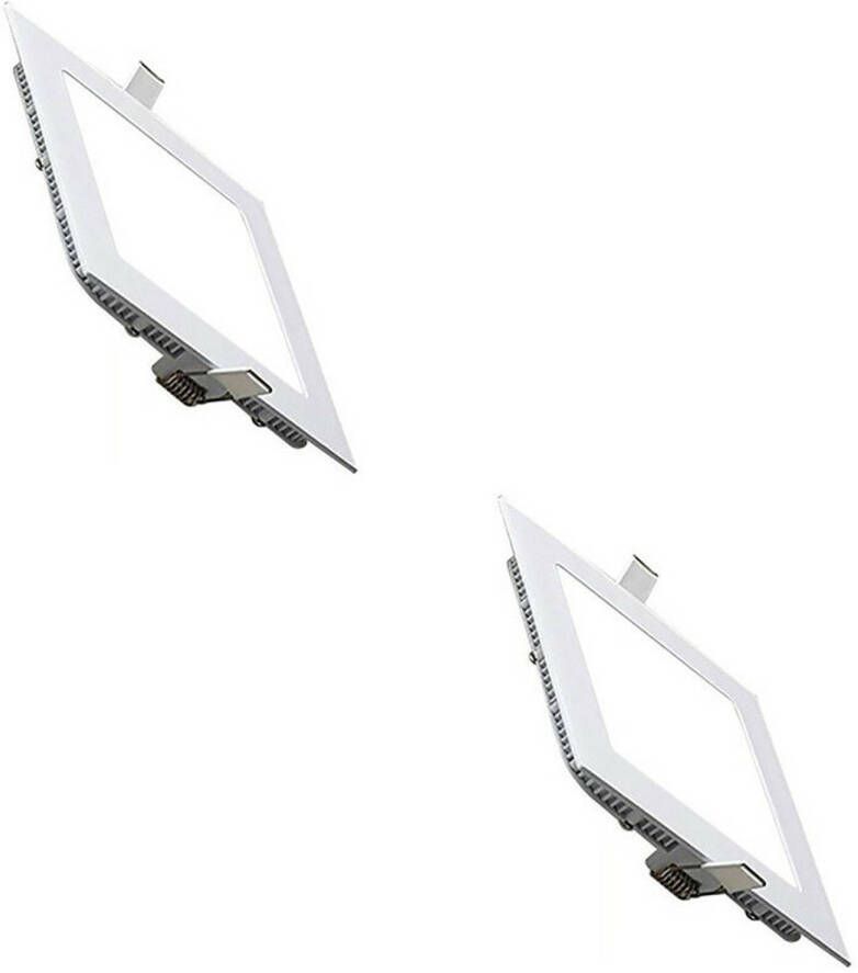 BES LED Downlight Slim 2 Pack Inbouw Vierkant 18W Helder Koud Wit 6400K Mat Wit Aluminium 225mm - Foto 1