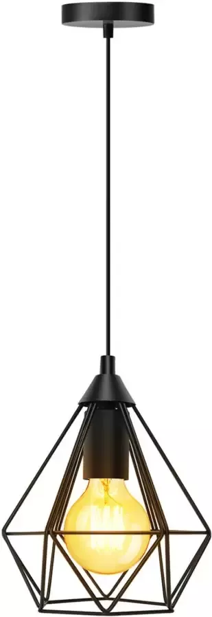 BES LED Hanglamp Hangverlichting Aigi Elsa E27 Fitting 1-lichts Retro Klassiek Mat Zwart Aluminium