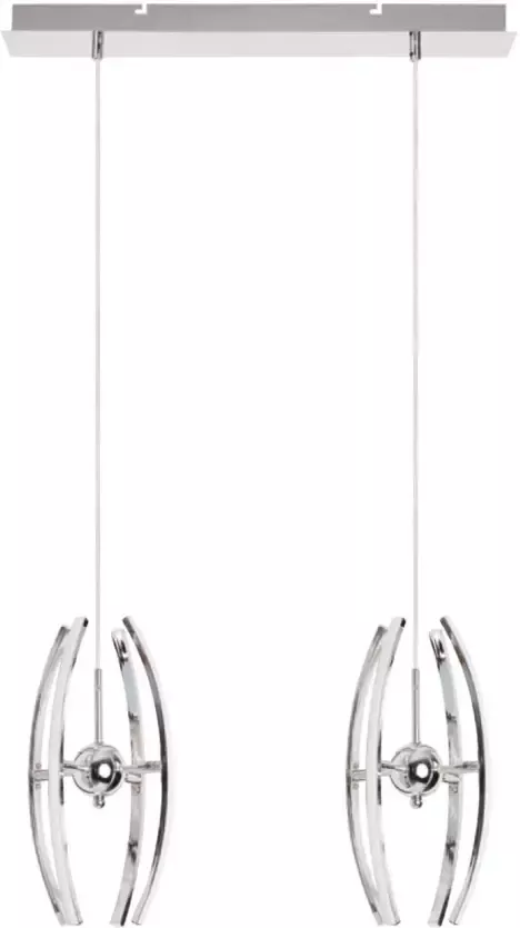 BES LED Hanglamp Hangverlichting Optra 24W Natuurlijk Wit 4000K 2-lichts Mat Chroom Aluminium