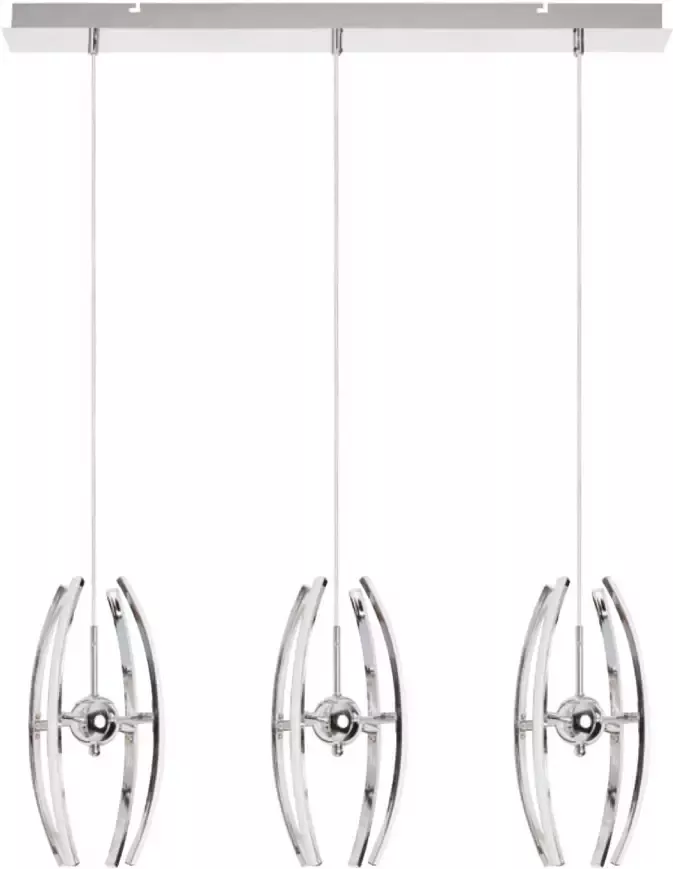 BES LED Hanglamp Hangverlichting Optra 36W Natuurlijk Wit 4000K 3-lichts Mat Chroom Aluminium