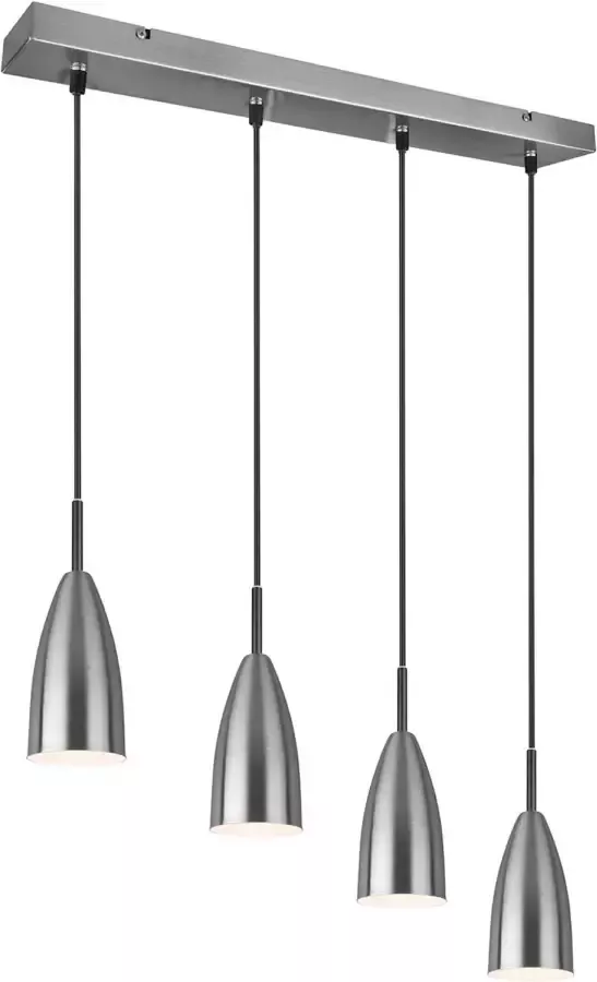 BES LED Hanglamp Hangverlichting Trion Farona E14 Fitting 4-lichts Rond Mat Nikkel Aluminium