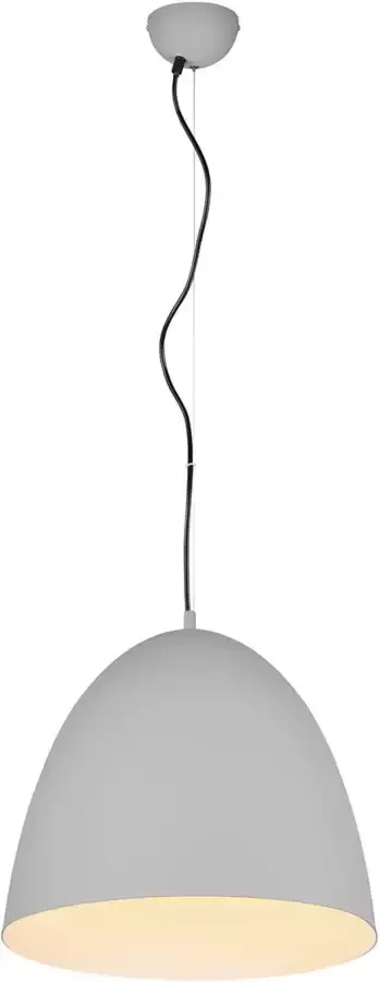 BES LED Hanglamp Hangverlichting Trion Lopez XL E27 Fitting 1-lichts Rond Mat Grijs Aluminium