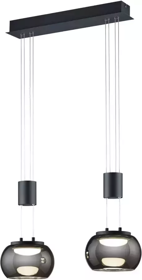 BES LED Hanglamp Hangverlichting Trion Maliba 16W 2-lichts Warm Wit 3000K Dimbaar Rechthoek Mat Zwart