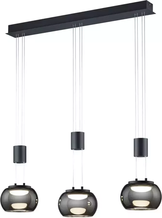 BES LED Hanglamp Hangverlichting Trion Maliba 24W 3-lichts Warm Wit 3000K Dimbaar Rechthoek Mat Zwart